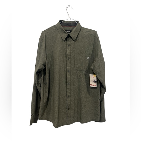 Marmot Men’s XL Grey Cinder Button Up Windshear LS Lightweight UPF UV 20 NEW NWT - Picture 1 of 6